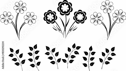 Elegant floral pattern design, perfect for invitations, stationery, or fabric prints with a modern, minimalist style and versatile application.