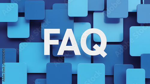 FAQ abbreviation on blue squares background frequently asked questions concept help and support