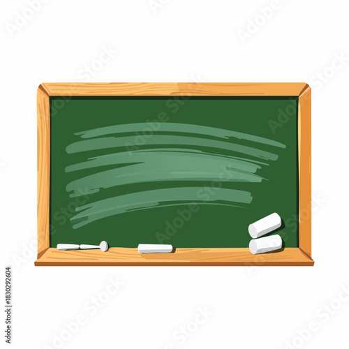 Green Chalkboard with Wooden Frame and Chalk Pieces 1.