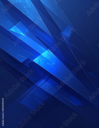 Abstract Blue Light Design with Geometric Shapes and Shadows.