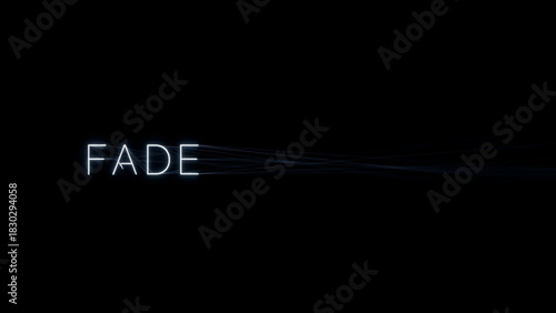 Fade text with lines emanating from it on a black background creating a sense of movement and mystery