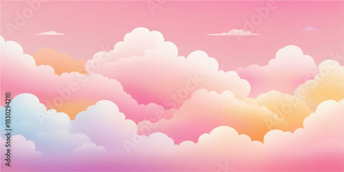 Beautiful bright pink clouds in the summer blue sky nature