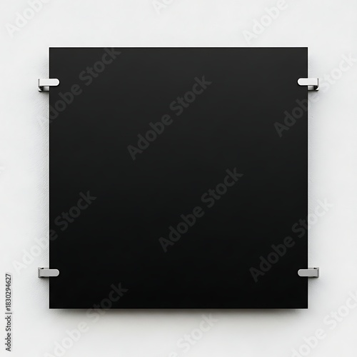 Abstract Black Square with Metallic Brackets on White Background A Modern Design