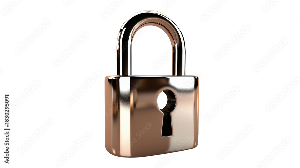 Naklejka premium Shiny metallic padlock isolated on white background
