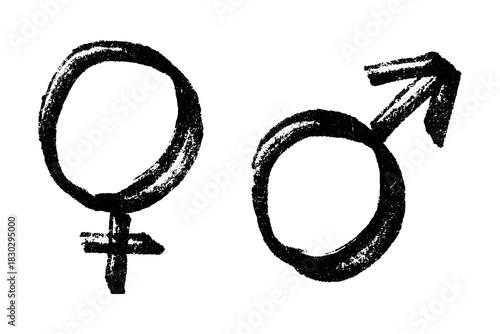 Hand drawn female and male gender identity sign Symbol used to represent sex and gender Single element for print, web, design, decor