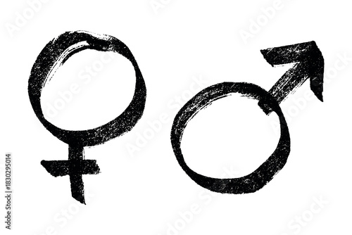 Hand drawn female and male gender identity sign Symbol used to represent sex and gender Single element for print, web, design, decor
