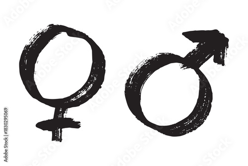 Hand drawn female and male gender identity sign Symbol used to represent sex and gender Single element for print, web, design, decor