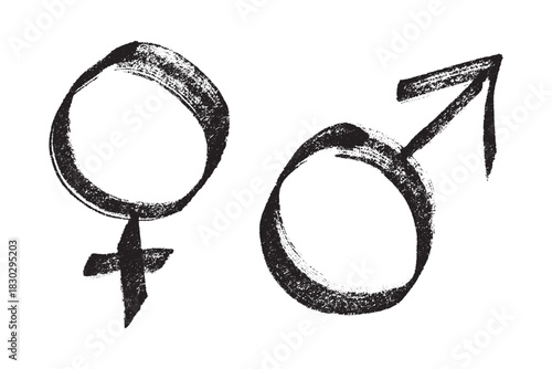 Hand drawn female and male gender identity sign Symbol used to represent sex and gender Single element for print, web, design, decor