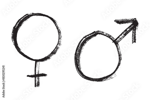 Hand drawn female and male gender identity sign Symbol used to represent sex and gender Single element for print, web, design, decor