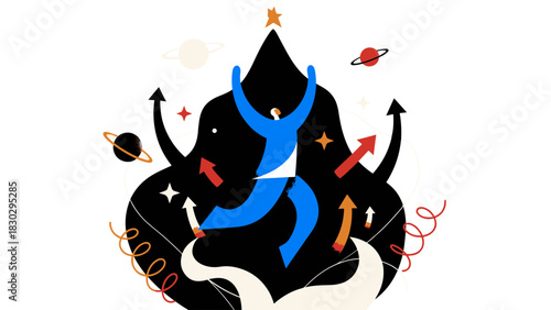 Dynamic Success Journey Illustration A Modern Flat Design Concept of Achievement and Aspiration