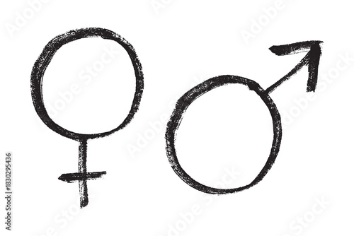 Hand drawn female and male gender identity sign Symbol used to represent sex and gender Single element for print, web, design, decor