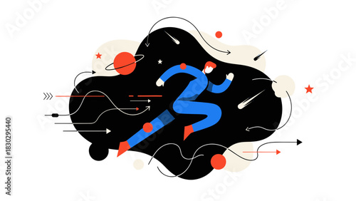 Dynamic Runner Illustrates Speed and Progress in a Modern Digital Flat Design Concept