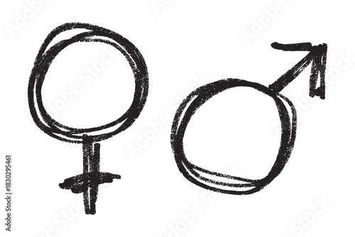 Hand drawn female and male gender identity sign Symbol used to represent sex and gender Single element for print, web, design, decor