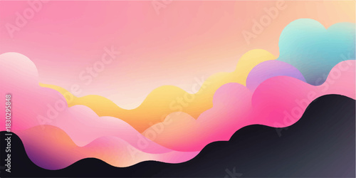 Abstract heart background vector illustration of a summer landscape with hills and blue sky