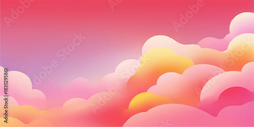 A pink sky abstract background with clouds and sun rays creating a vibrant nature landscape illustration