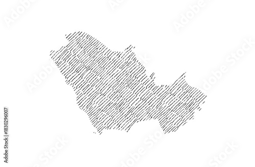 GCC Gulf Cooperation Council Countries map hand drawn sketch on white background vector, freehand hatch vintage style.