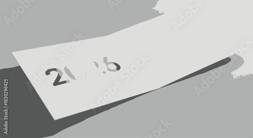 Minimalist vector graphic of the year 2026 on a document for future business planning isolated PNG with Transparent Background