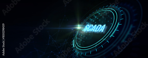 System Supervisory Control And Data Acquisition technology concept. SCADA. 3d illustration