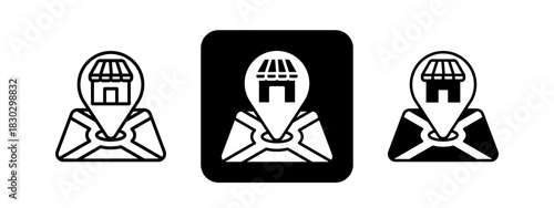 Retailer  Solid color and black line drawing vector illustration set