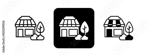 Neighborhood  Solid color and black line drawing vector illustration set