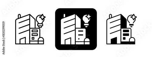 Enterprise  Solid color and black line drawing vector illustration set