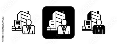 Proprietorship  Solid color and black line drawing vector illustration set