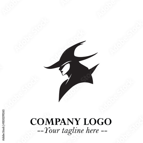 Mystical Black Witch Logo Symbol on White Background for Modern Magical Branding Design Effects