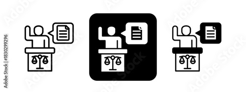 Witness  Solid color and black line drawing vector illustration set