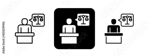 Legal  Solid color and black line drawing vector illustration set