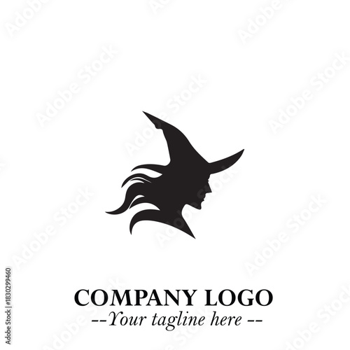 Mystical Black Witch Logo Symbol on White Background for Modern Magical Branding Design Effects