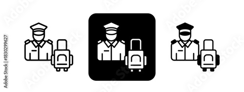 Security  Solid color and black line drawing vector illustration set