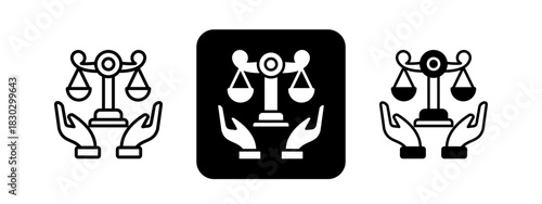 Human Rights  Solid color and black line drawing vector illustration set