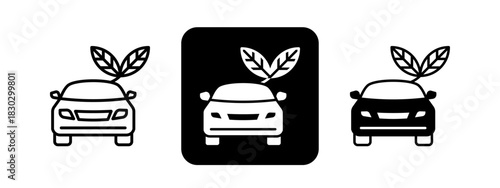 Sustainable Mobility  Solid color and black line drawing vector illustration set