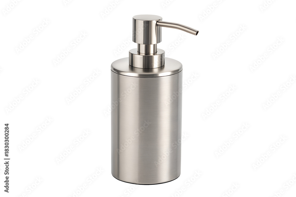 Obraz premium Brushed metal soap dispenser with pump for hygiene needs