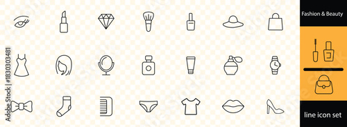 Fashion and beauty line icons collection. Big UI icon set in a flat design. Thin outline icons pack.