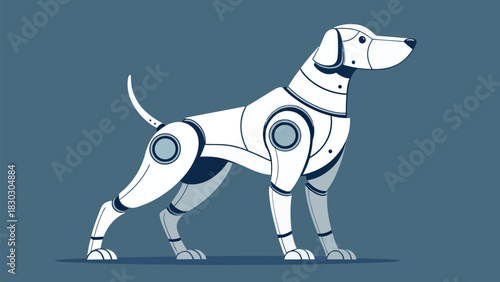 Futuristic robotic canine design for technology illustrations and AI themed projects in technology field