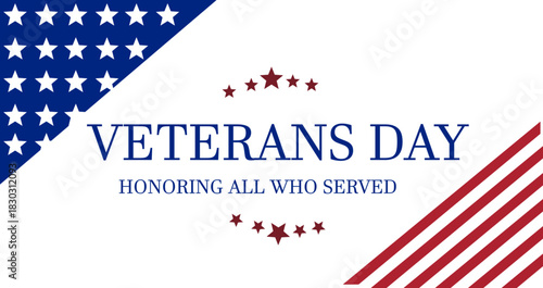 Veterans Day Banner Featuring USA Flag – Honoring All Military Service Members, Patriotic Memorial Design, American Tribute Celebration