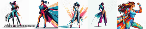 vector image of woman fashion with white background