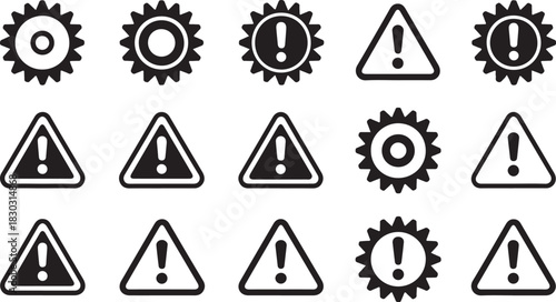 Set of attention icon warning sign danger caution problem attention sign warning vector 130 Characters