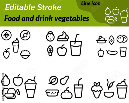 A minimal vector icon showing assorted vegetables like a tomato carrot and leafy greens. Clean simple lines freshness and healthy food choices. Perfect for menus cooking guides and nutrition content.