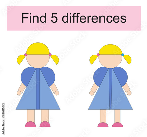 Find 5 differences. Logic puzzle game for kids.