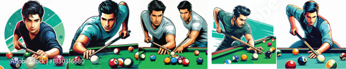 vector image of a man playing billiards on a white background