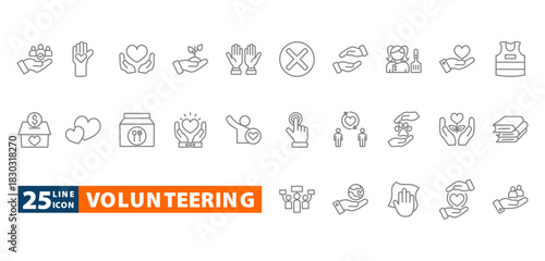 volunteering outline icon set