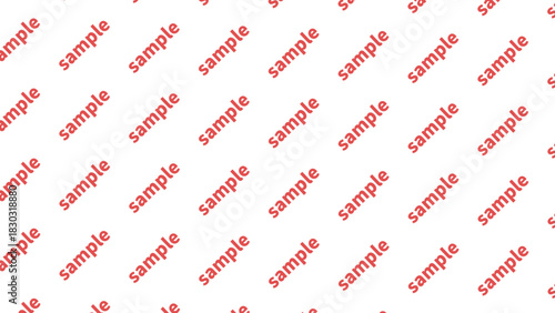Red "sample" diagonal seamless pattern, watermark material, swatch available