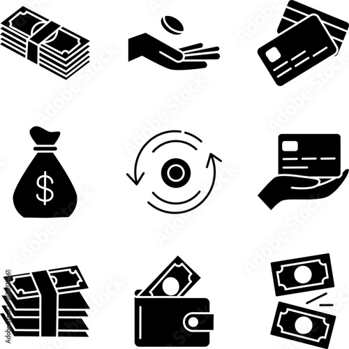 Financial Transaction Glyphs Icon Set