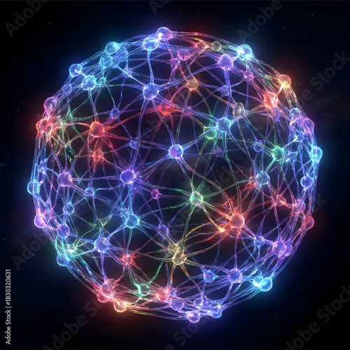 Digital Neural Network: A stunning display of a digitally rendered neural network, its intricate connections and glowing nodes illuminating the complex architecture of information processing.