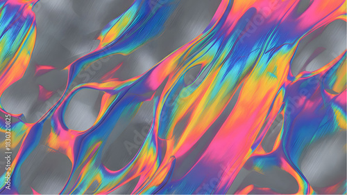 Colorful Iridescence: A mesmerizing display of swirling colors and fluid forms creates an abstract visual journey, evoking a sense of artistic creativity and dynamic movement.