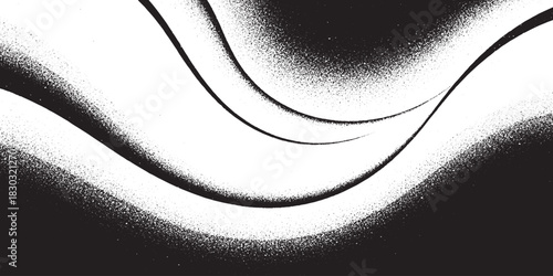 Monochrome abstract background with flowing grainy waves.