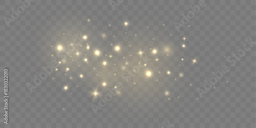 Golden glitter stream with fine radiant particles drifting smoothly in soft luminous waves. Elegant shimmering dust effect for decorative vector designs.
