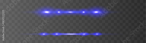 Deep blue neon beam extends into a cool luminous streak with shimmering highlight points and soft flare glow. Calm radiant motion enriches futuristic visuals. Vector blue line